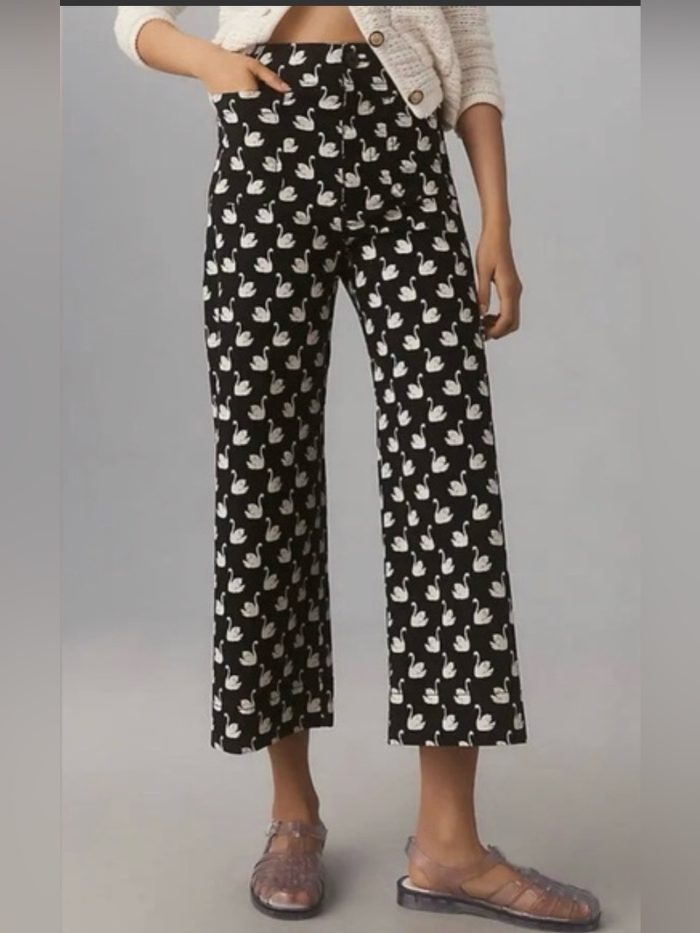 Anthropologie Maeve Colette Sean Print Cropped Wide Leg Pants Rare Size 32 NWT